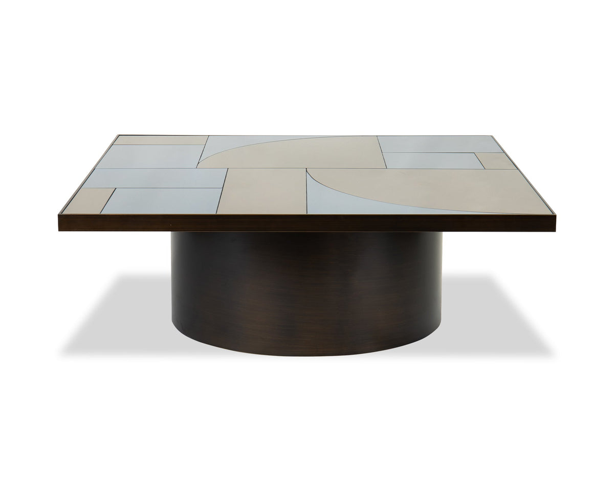 Cubist Coffee Table - Antique Bronze Bronze Mirror & Grey Liang & Eimil