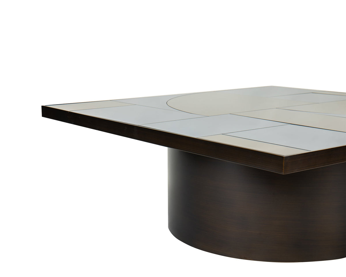 Cubist Coffee Table - Antique Bronze Bronze Mirror & Grey Liang & Eimil