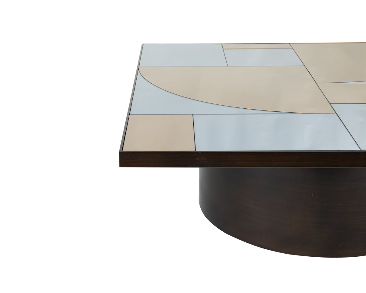 Cubist Coffee Table - Antique Bronze Bronze Mirror & Grey Liang & Eimil