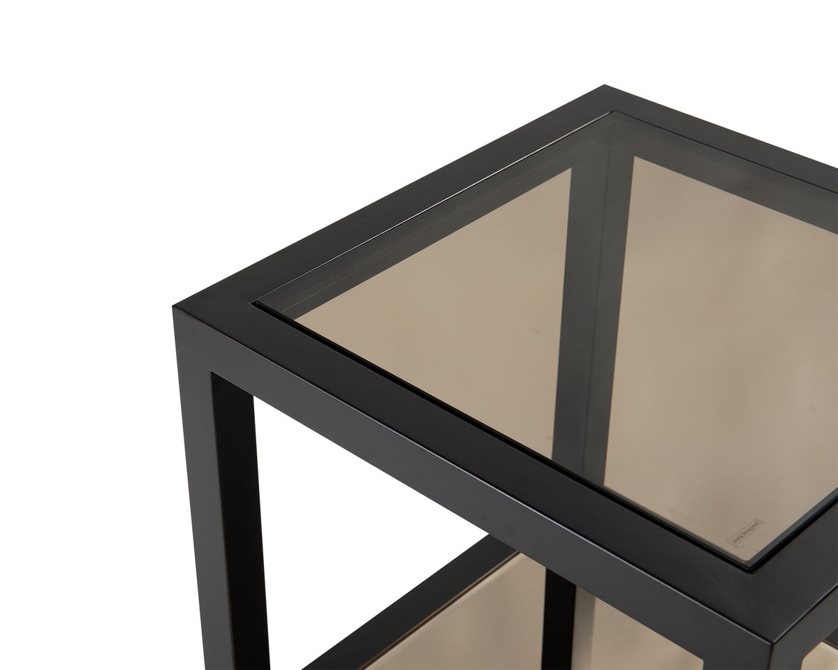 Mali Side Table - Antique Bronze and Tinted Glass
