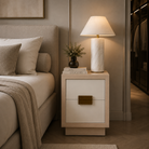 Manila White Oak 2 Drawer Antique Brass Beside Table by Liang & Eimil