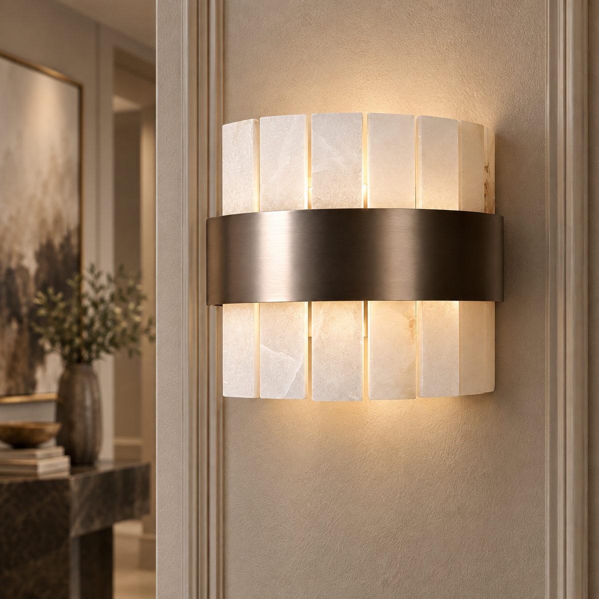Mayfair Bronze & Alabaster Wall Light by Decorum Collection