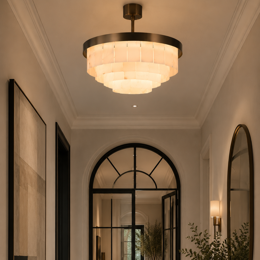 Mayfair Bronze & Alabaster Pendant 60cm by Luxe Collection