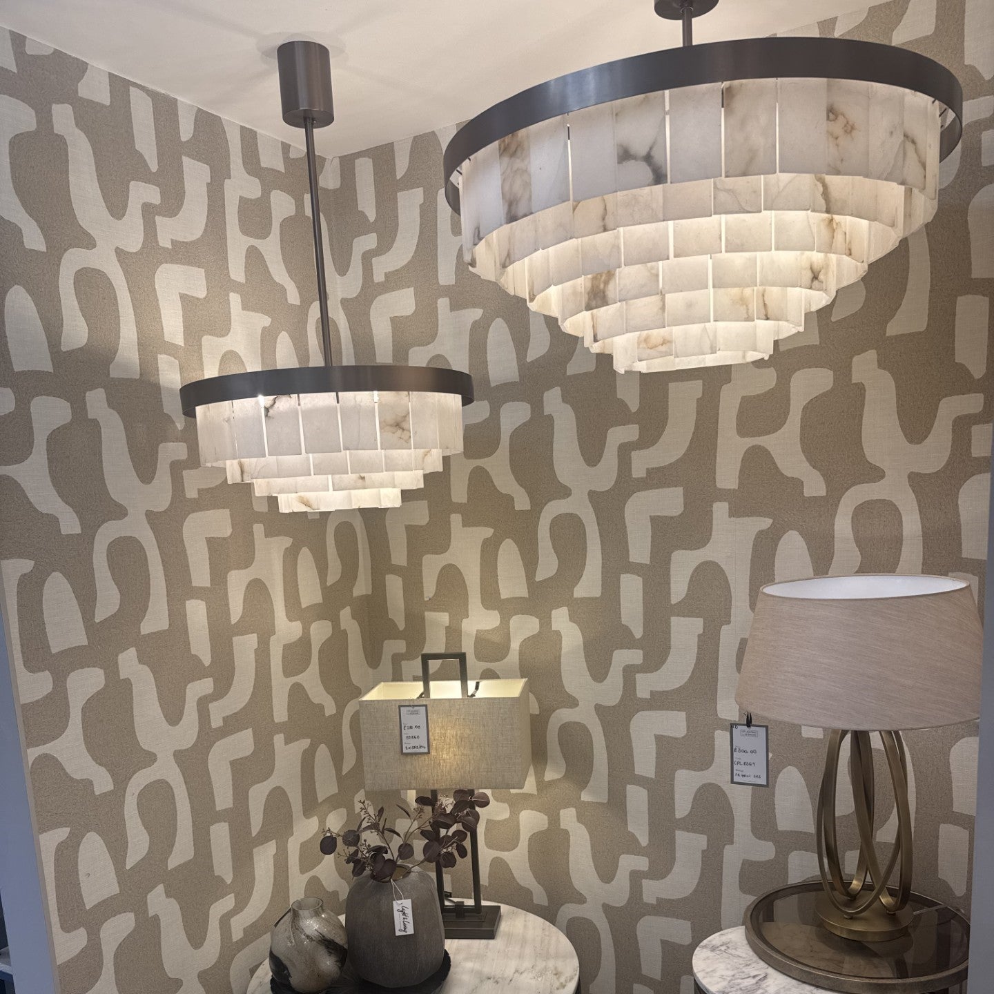 Mayfair Bronze 10 Light Alabaster Pendant Light 80cm by Decorum Collection
