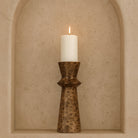 Melora Dark Brown Marble Candle Holder by Liang & Eimil
