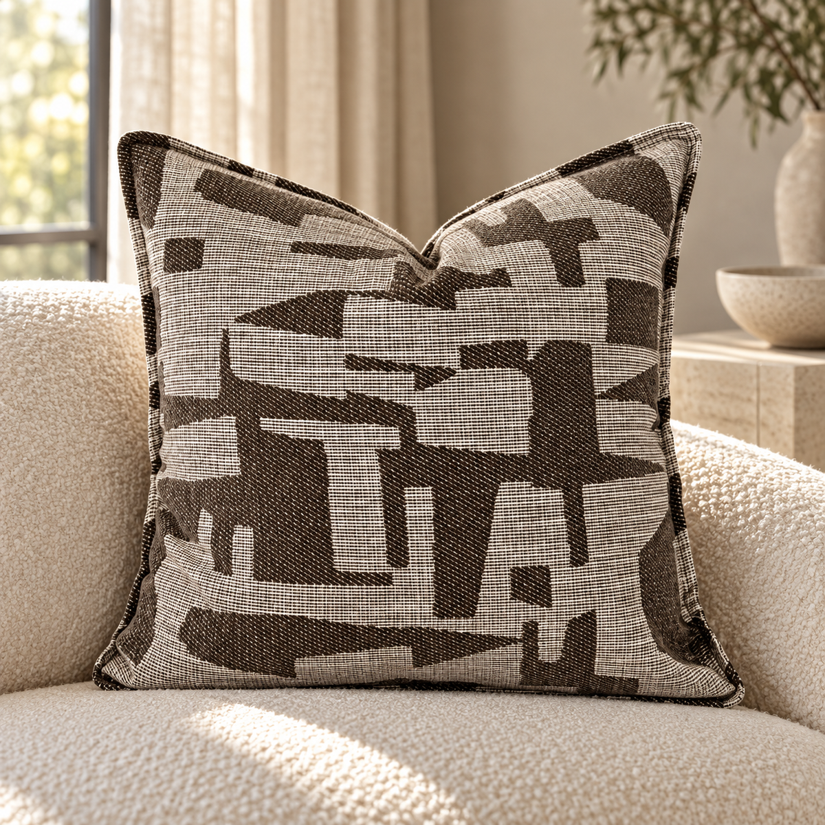 Monaco Taupe Linen Effect Cushion 50 cm Malini