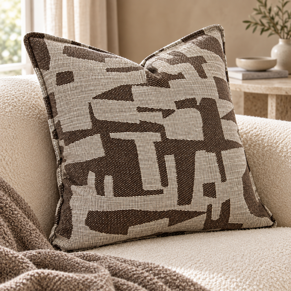 Monaco Taupe Linen Effect Cushion 50 cm Malini