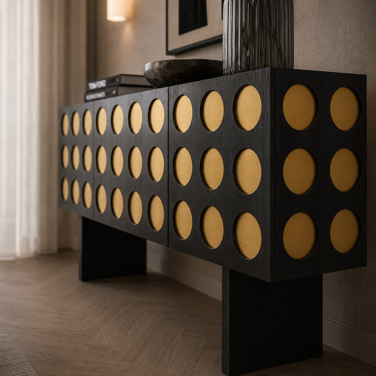Montana Black Ash Wood & Brushed Brass Sideboard by Liang & Eimil