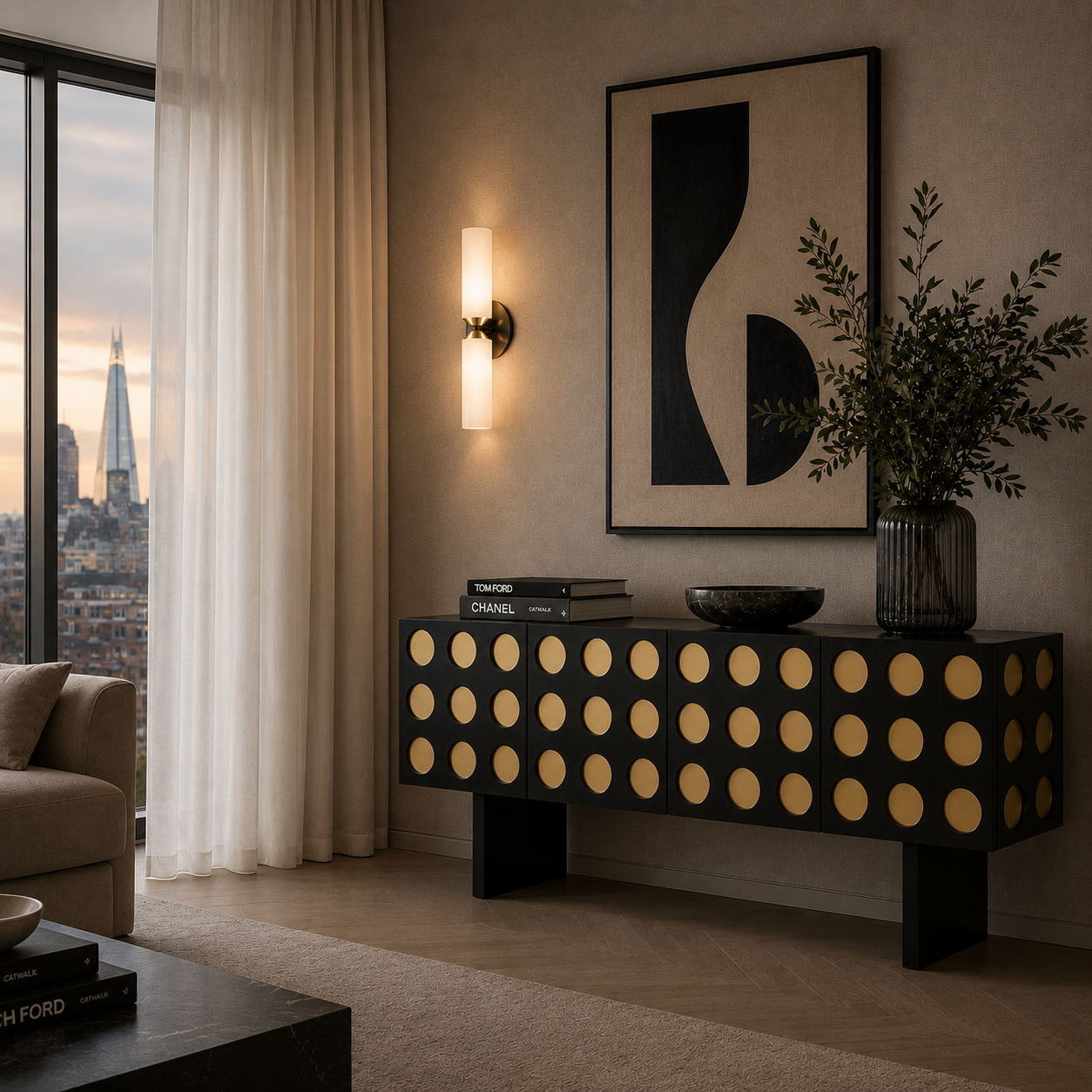 Montana Black Ash Wood & Brushed Brass Sideboard by Liang & Eimil