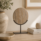 Moreno Dark Brown Travertine & Small Ring On Stand by Light & Living