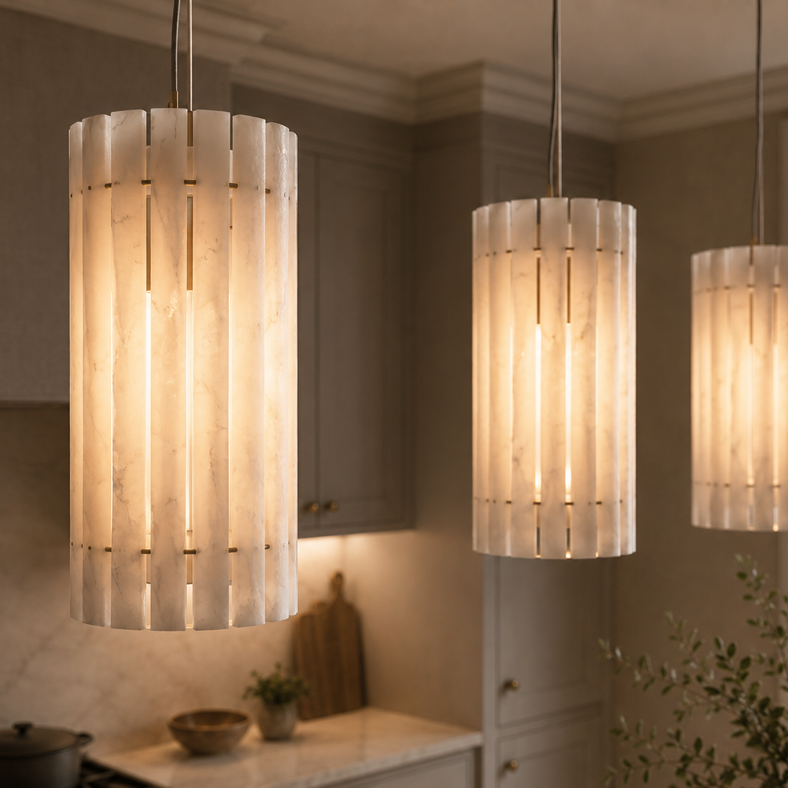 Morven Bronze & Alabaster Pendant Light by RV Astley