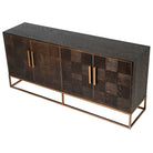 District Sideboard Parquet Oak Wood & Iron Frame 4 Door by Kensington