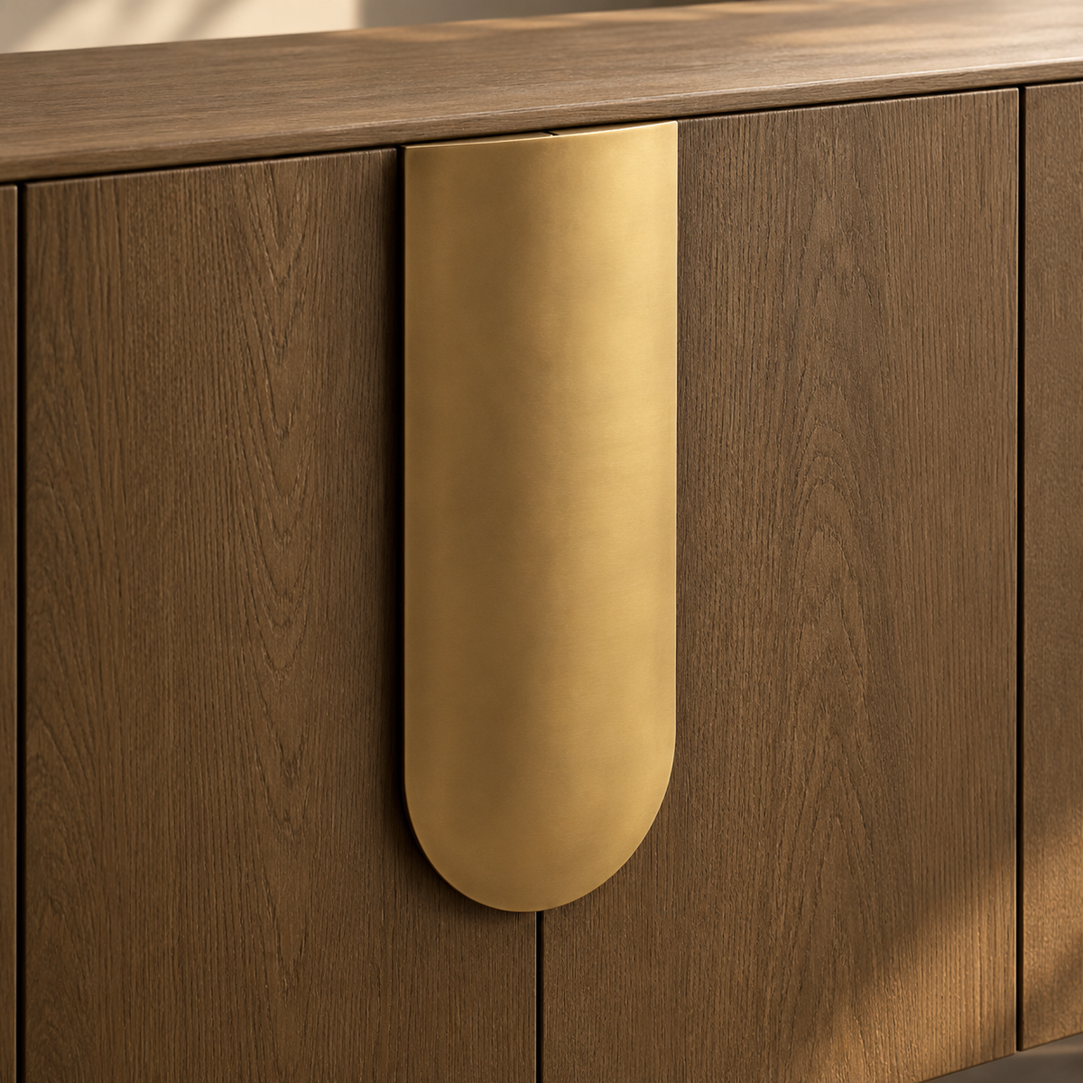 Napa Sideboard in Textured Carmel Oak Wood with Bronze Handles Berkeley Designs