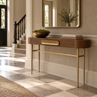 Napa Textured Carmel Oak Wood Console Table Berkeley Designs
