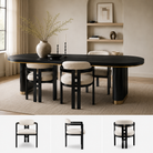 Neo Matt Black Oak & Boucle Sand Fabric Chair Liang & Eimil