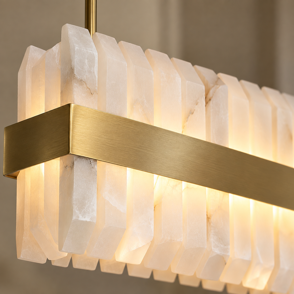 Salerno Gold & Alabaster Linear Dining Pendant 95cm by Luxe Collection