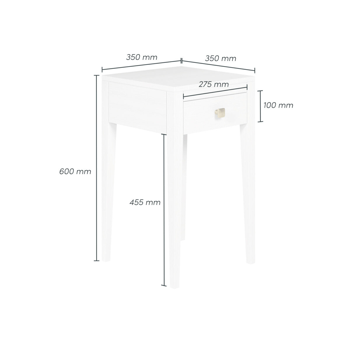 Radford 1 Drawer Bedside Table - White by D.I. Designs