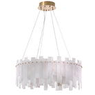 Chandelier Pizzorni antique brass finish alabaster by Eichholtz