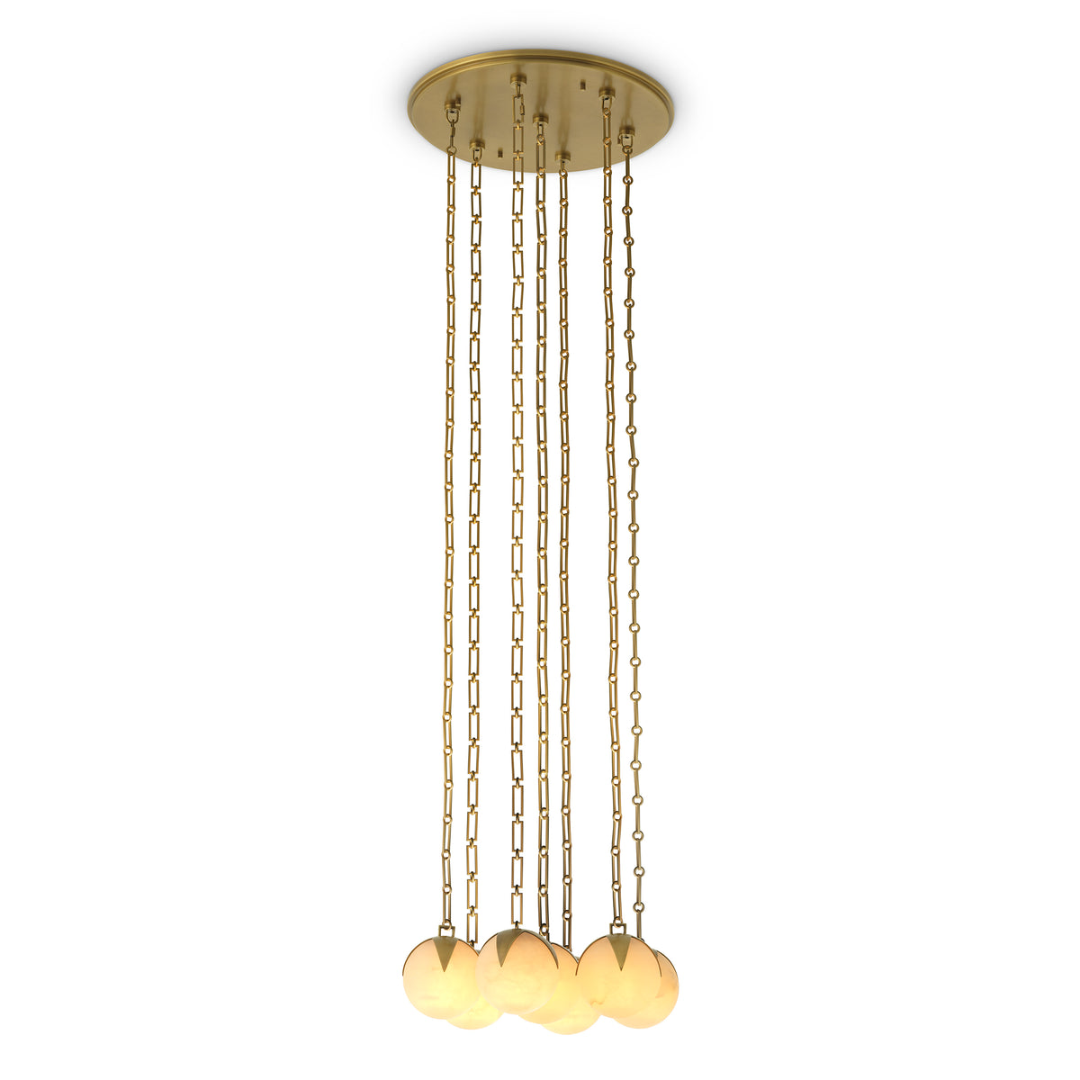 CDJ Chandelier Alesa L antique brass finish alabaster by Eichholtz