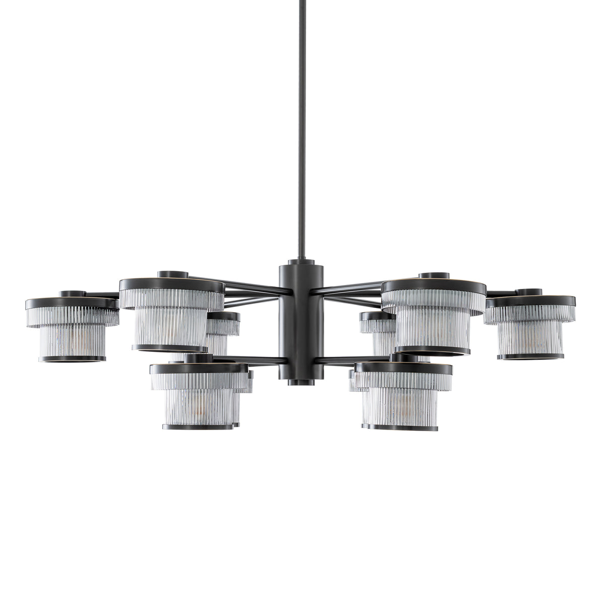 CDJ Chandelier Andromeda bronze highlight finish smoke glass by Eichholtz