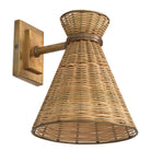 Wall Lamp Kon Tiki vintage brass finish natural rattan by Eichholtz