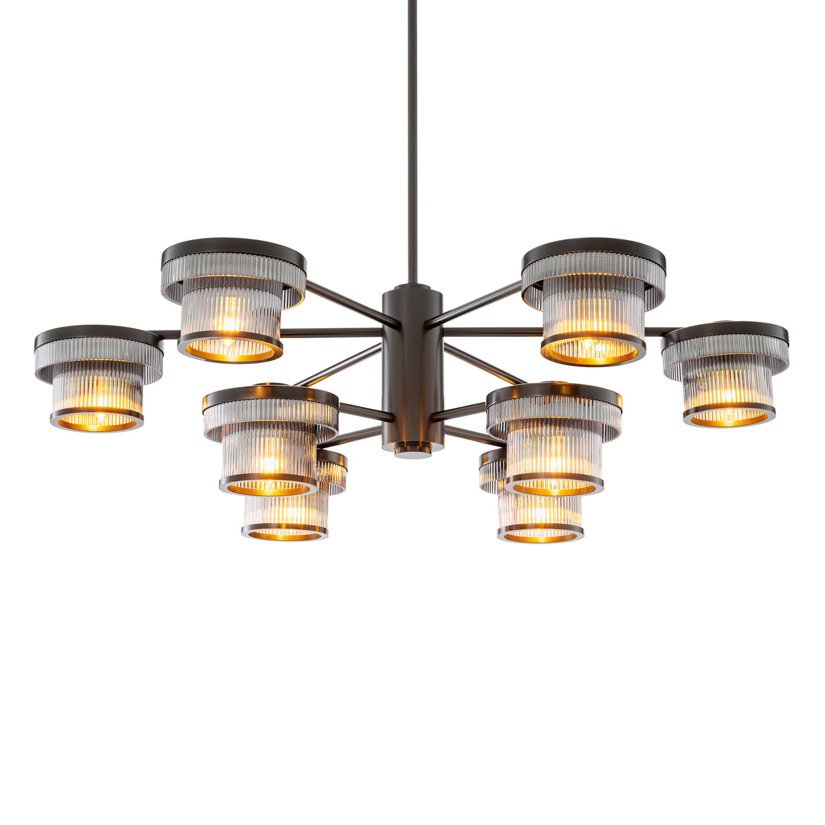 CDJ Chandelier Andromeda bronze highlight finish smoke glass by Eichholtz