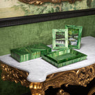 Box Harvard straw marquetry green by Eichholtz