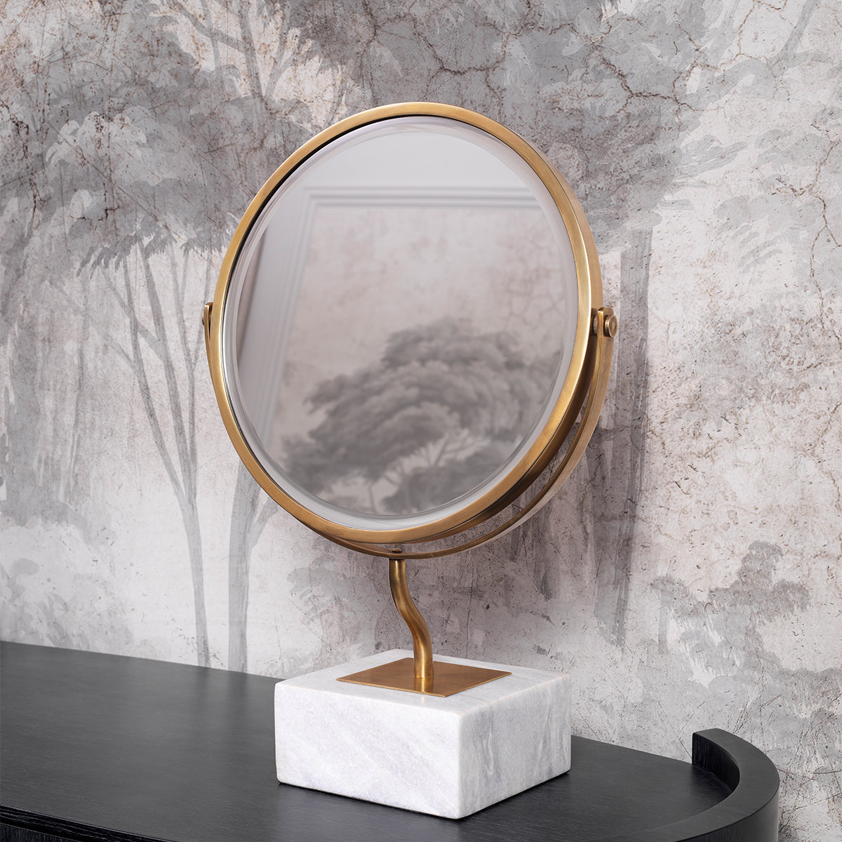 Table Mirror Jovanni vintage brass finish white marble by Eichholtz