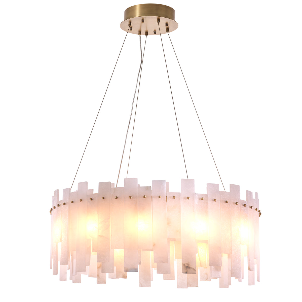 Chandelier Pizzorni antique brass finish alabaster by Eichholtz