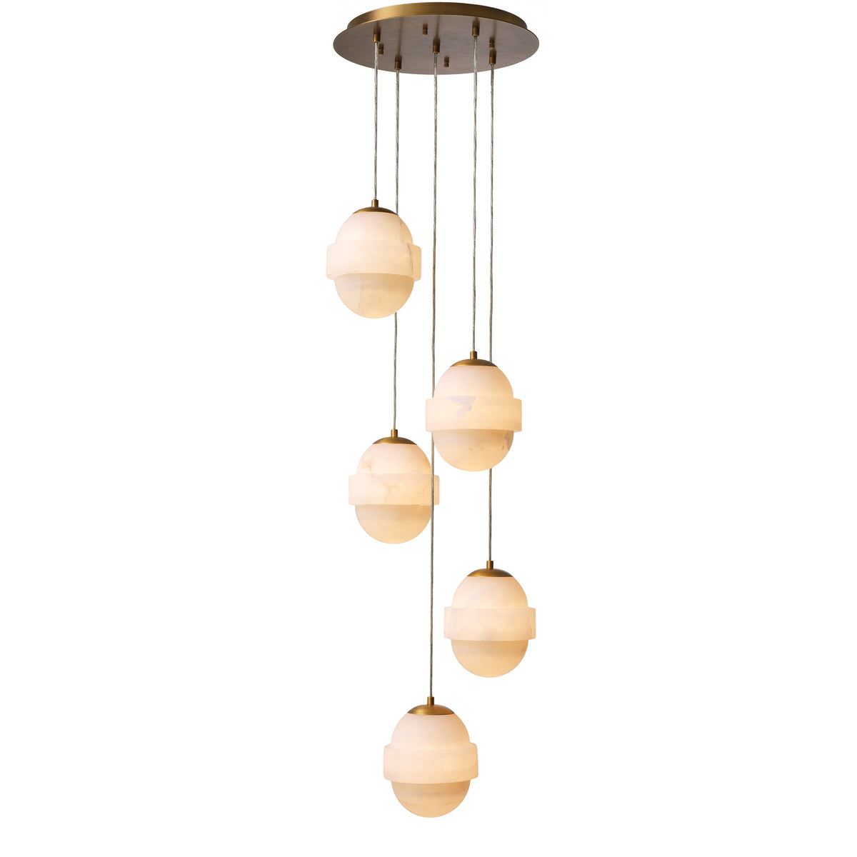 Chandelier Icarus antique brass finish alabaster by Eichholtz