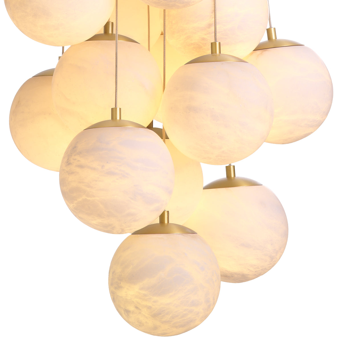 Chandelier Sphinx L antique brass finish alabaster by Eichholtz