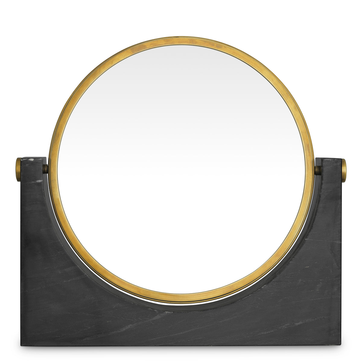 Table Mirror Vivaldi vintage brass finish black marble by Eichholtz