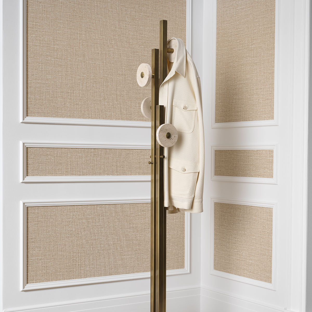 Coatrack Amadora vintage brass finish travertine by Eichholtz