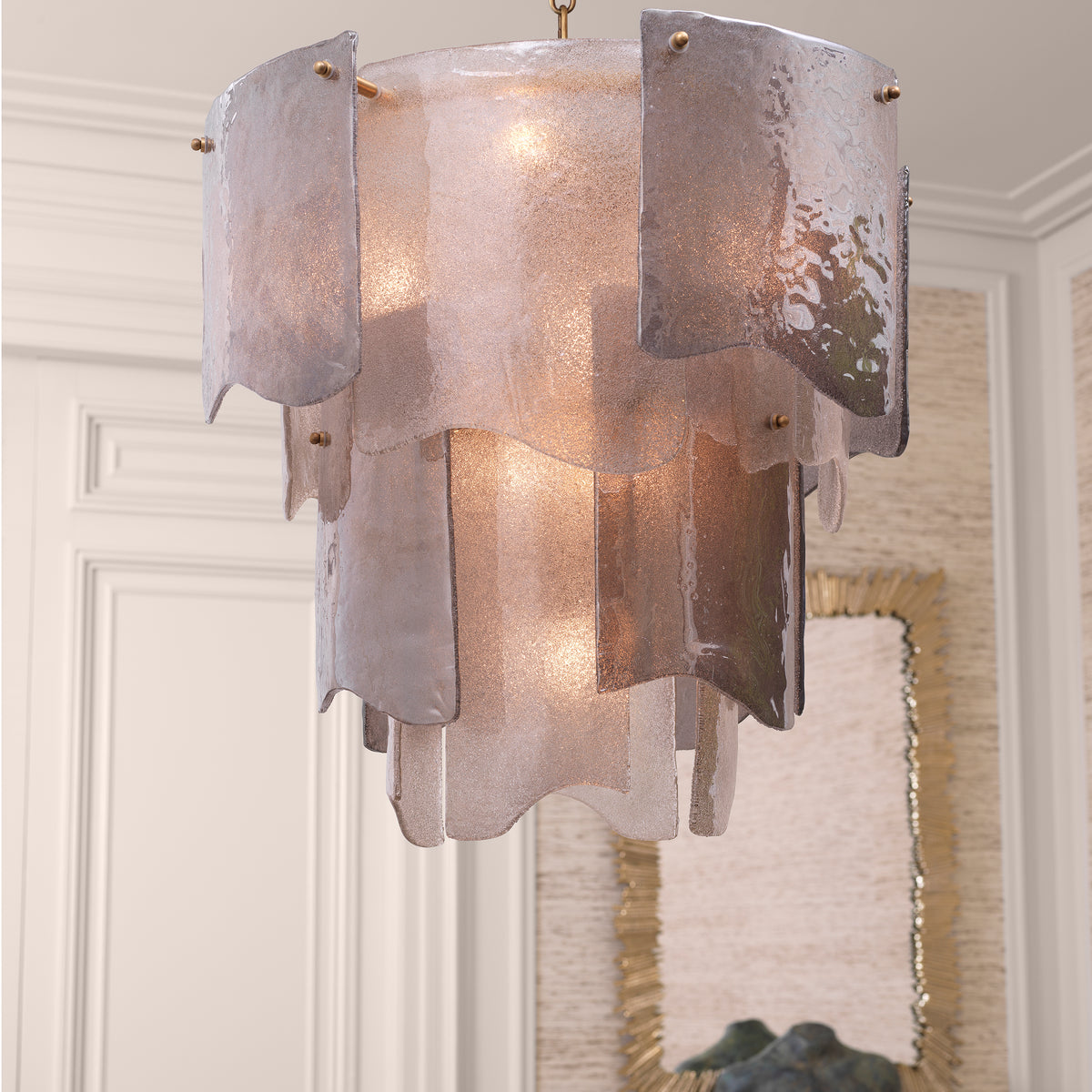 Chandelier Asinara S antique brass finish smoke glass by Eichholtz