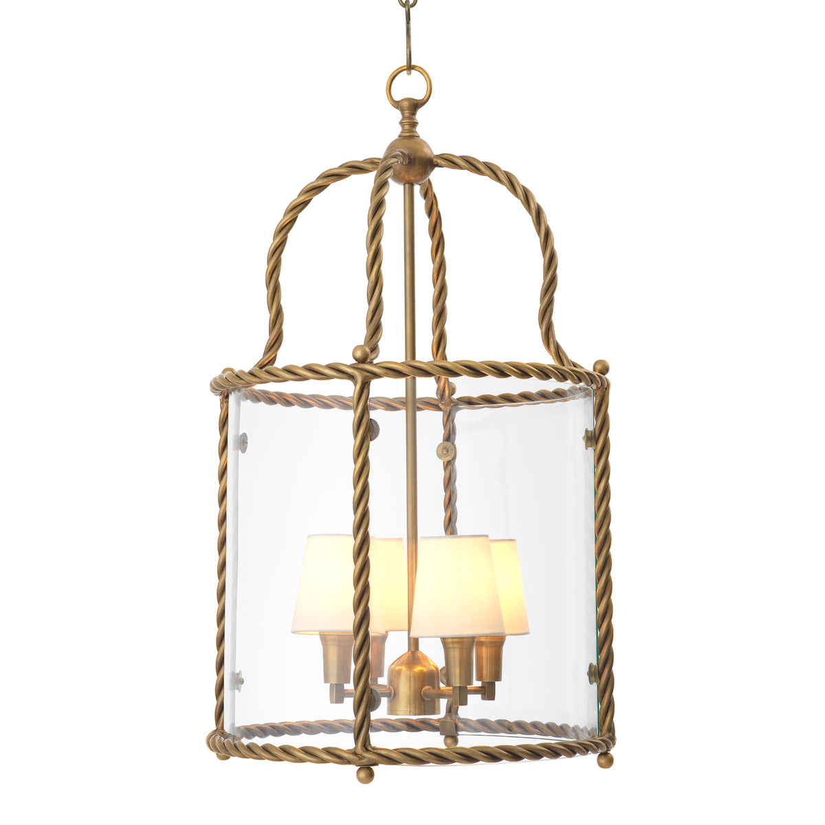 Pendant Preston vintage brass finish incl white shades by Eichholtz