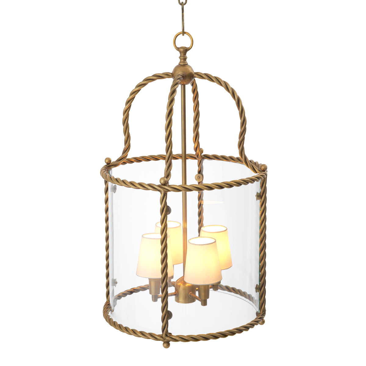 Pendant Preston vintage brass finish incl white shades by Eichholtz