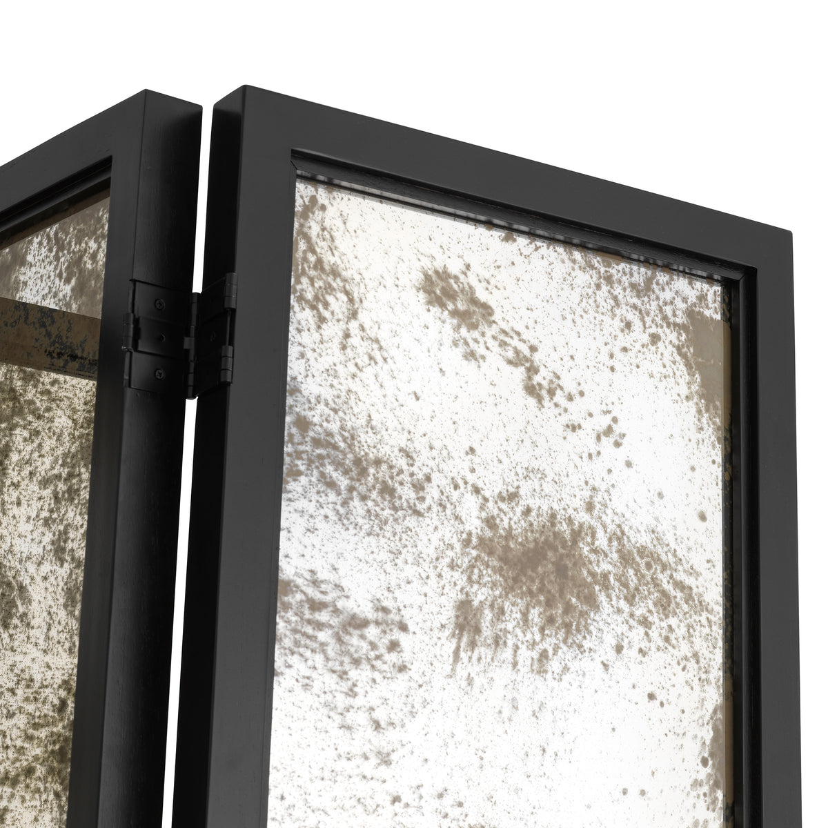 Folding Screen Jacques classic black finish antique mirror glass by Eichholtz