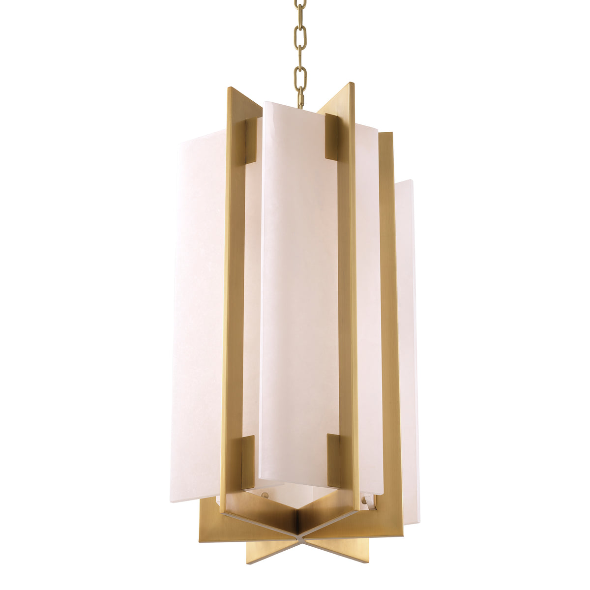 Chandelier Lugano antique brass finish alabaster by Eichholtz