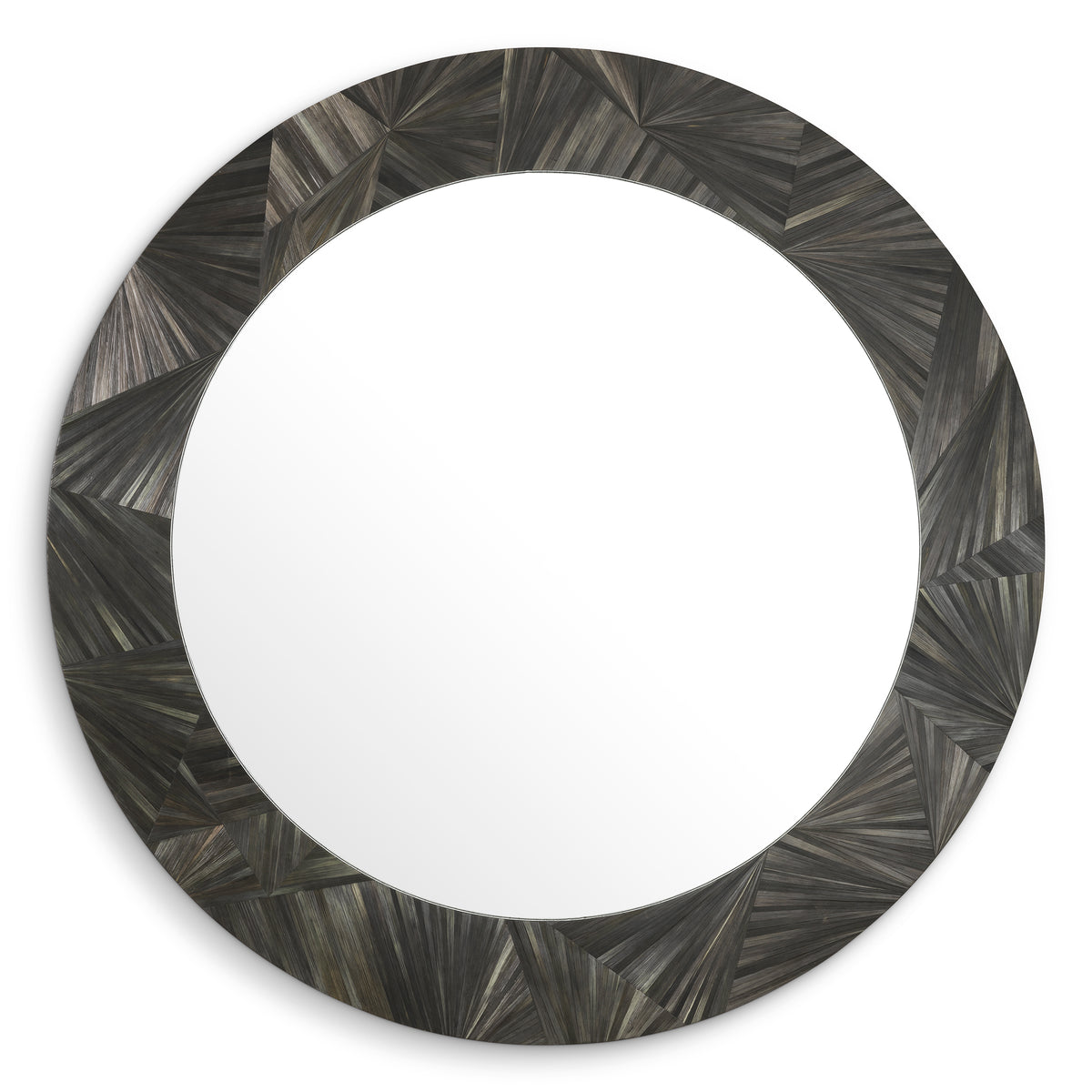 Mirror Cassara straw marquetry charcoal by Eichholtz
