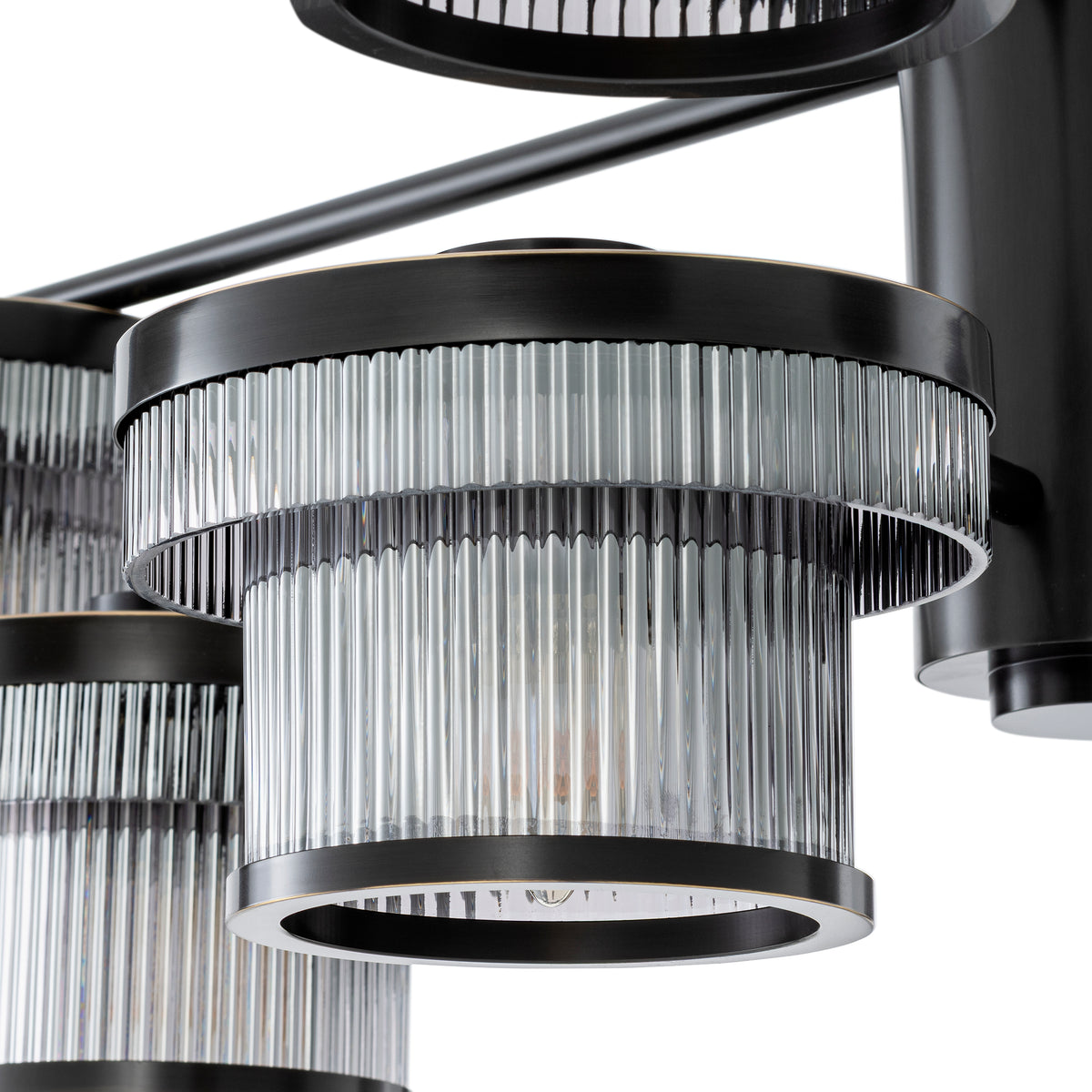 CDJ Chandelier Andromeda bronze highlight finish smoke glass by Eichholtz