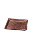 Desk Tray Scaleo croco embossed antique brown leather set of 2 by Eichholtz