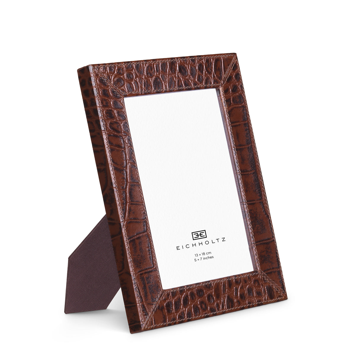 Picture Frame Scaleo croco embossed antique brown leather set of 2 by Eichholtz