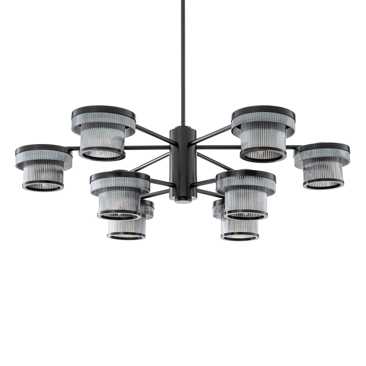 CDJ Chandelier Andromeda bronze highlight finish smoke glass by Eichholtz