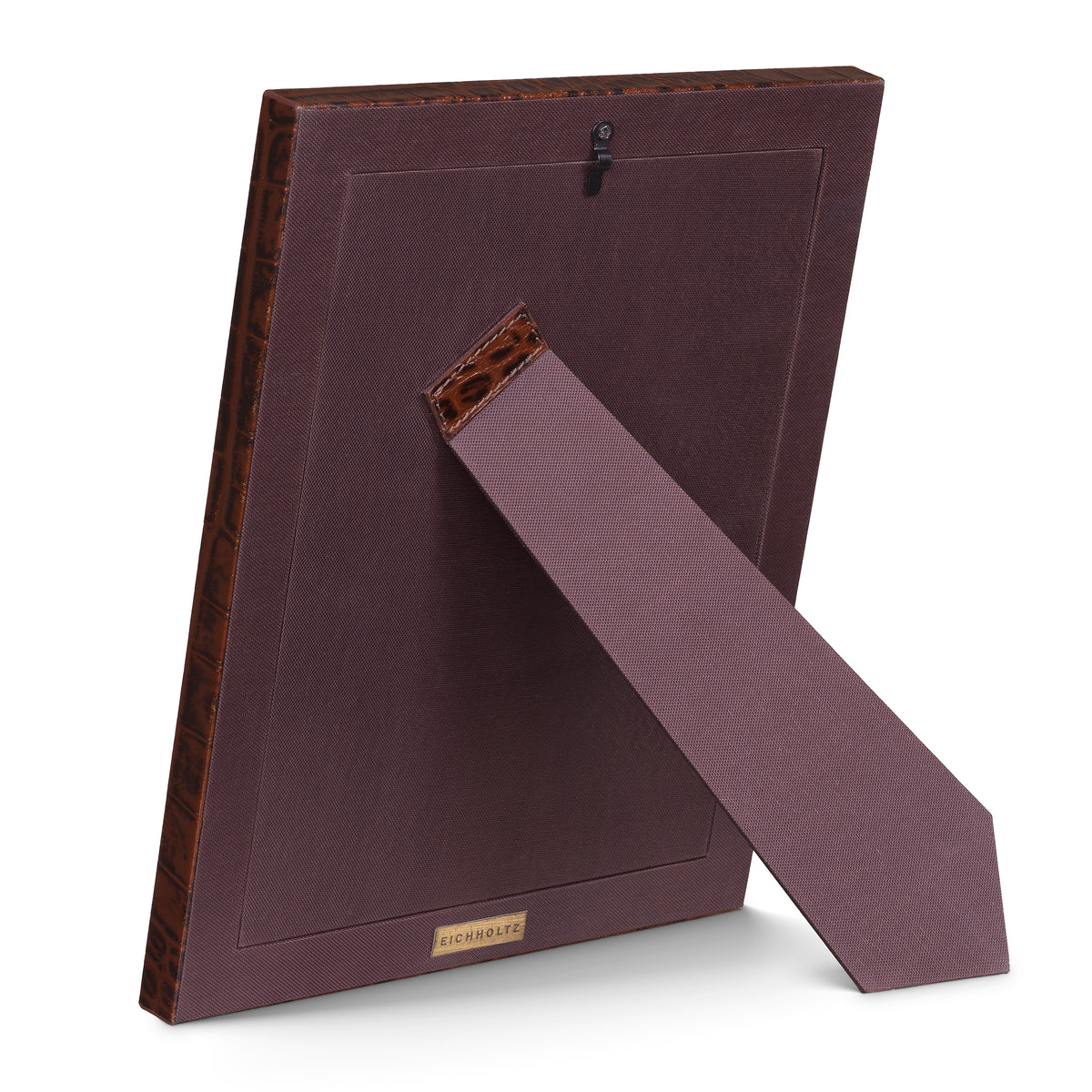 Picture Frame Scaleo croco embossed antique brown leather set of 2 by Eichholtz