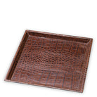 Desk Tray Scaleo croco embossed antique brown leather set of 2 by Eichholtz