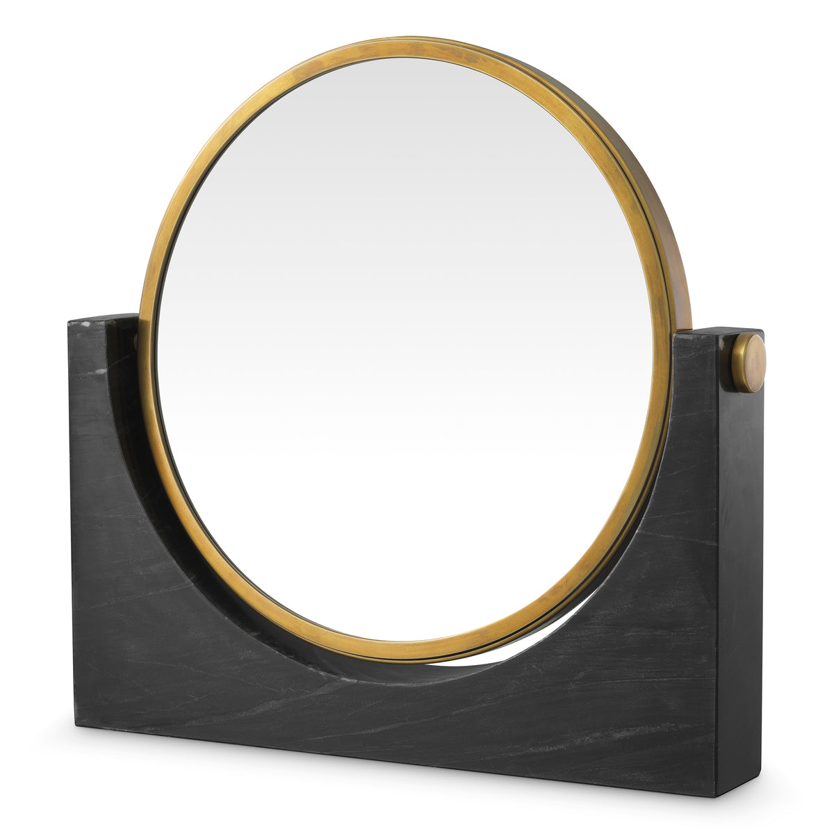 Table Mirror Vivaldi vintage brass finish black marble by Eichholtz