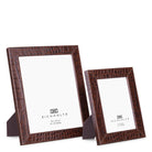 Picture Frame Scaleo croco embossed antique brown leather set of 2 by Eichholtz