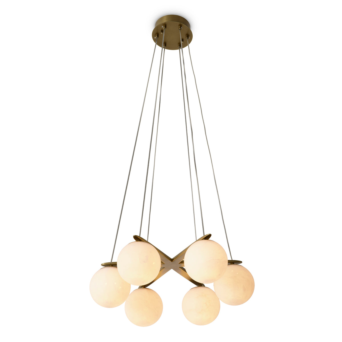 Chandelier Morro alabaster antique brass finish by Eichholtz