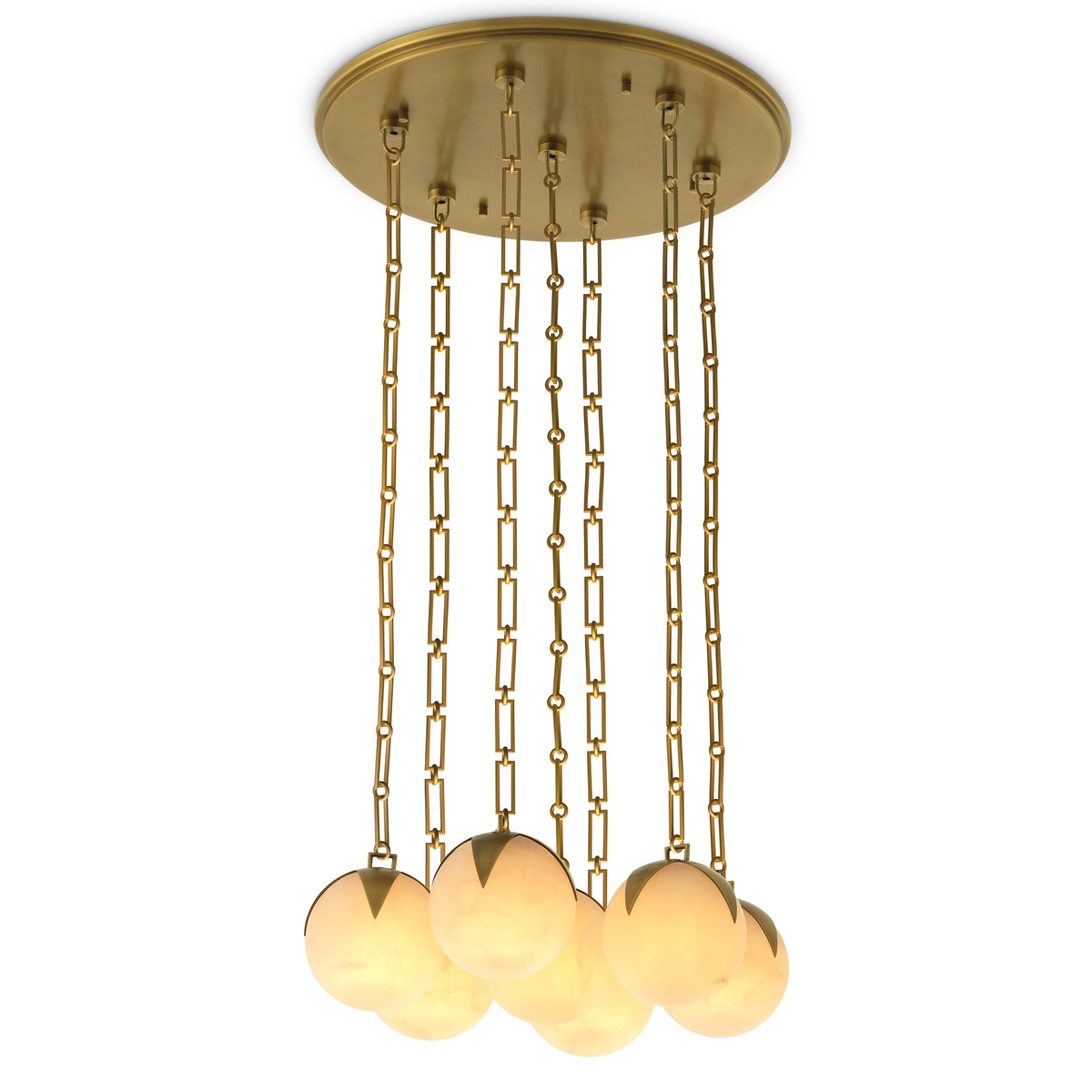 CDJ Chandelier Alesa L antique brass finish alabaster by Eichholtz