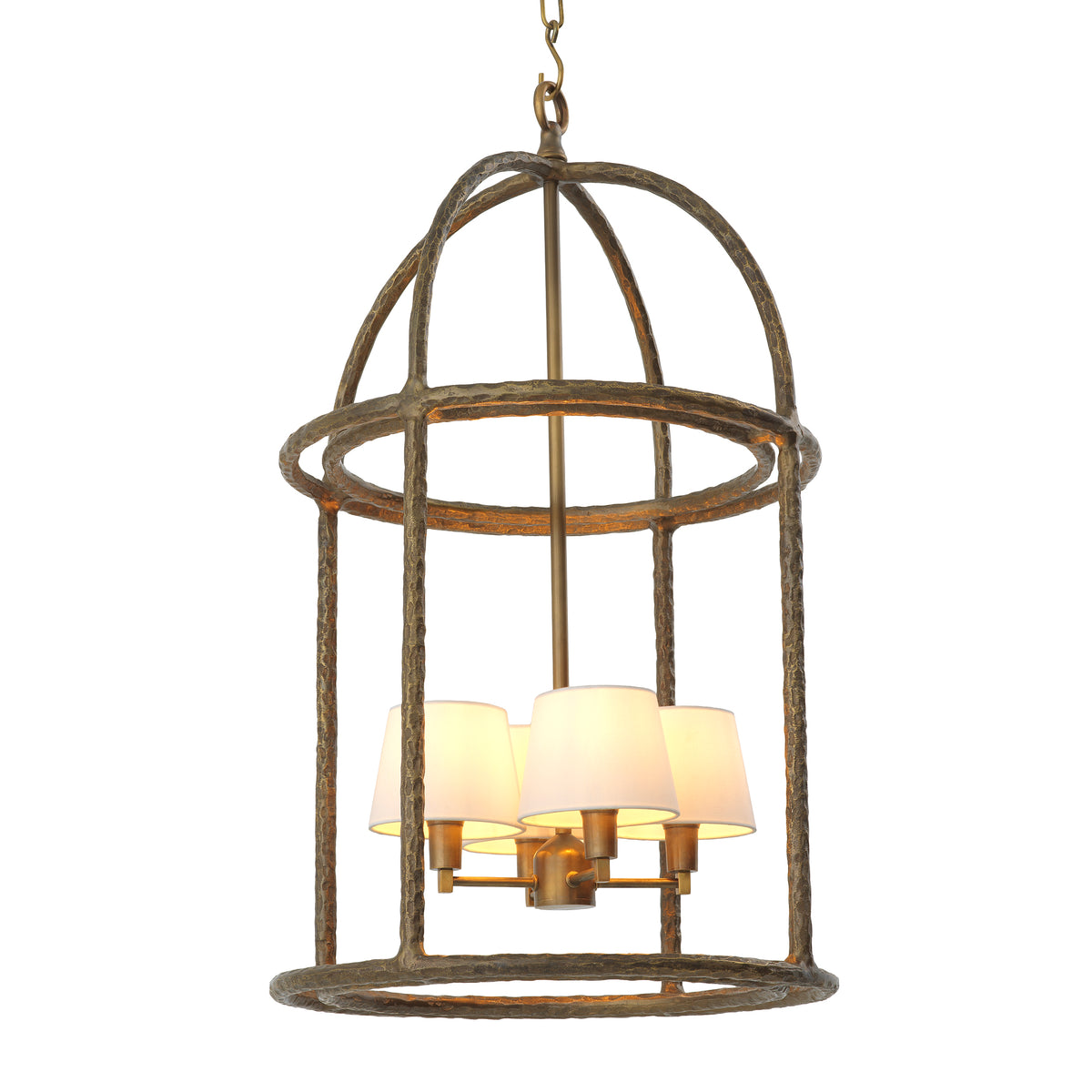 Pendant Montrose vintage brass finish incl white shades by Eichholtz